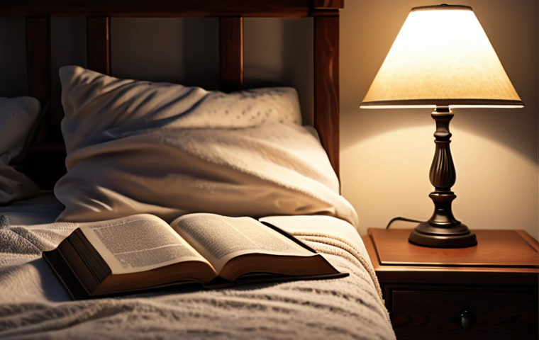 **Image Prompt:** A serene bedroom scene at night. A warm glass of milk on the nightstand beside a book. Soft lighting and a cozy atmosphere, emphasizing relaxation and the concept of a peaceful night's sleep. Focus on evoking feelings of tranquility and comfort.