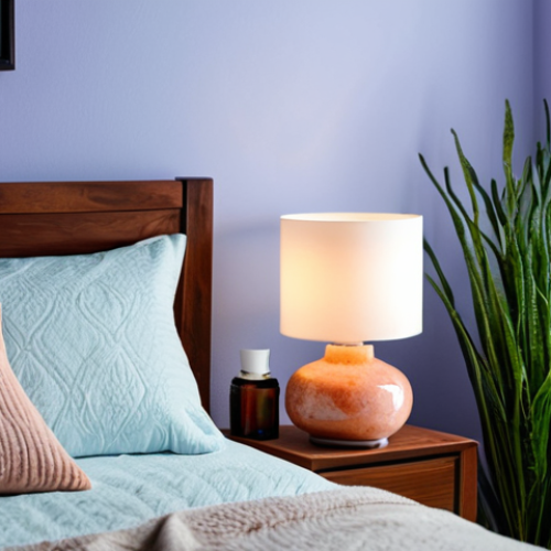 Home 19 Tranquil Bedroom Scene**
"A beautifully designed bedroom, featuring soft blue walls, dim lighting from a Himalayan salt lamp, and a comfortable bed with cotton sheets. Lavender essential oil diffuser on the nightstand. Green plants subtly placed. Safe for work, appropriate content, fully clothed, professional, modest, perfect anatomy, natural proportions, high quality, family-friendly."
**