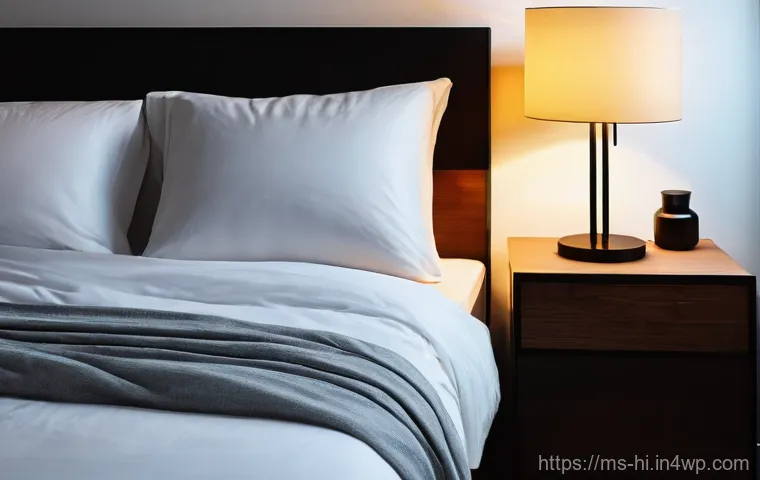 음악과 수면의 관계 - **Prompt:** A serene and cozy bedroom at dusk. A person, appearing to be in their late 20s to early ...