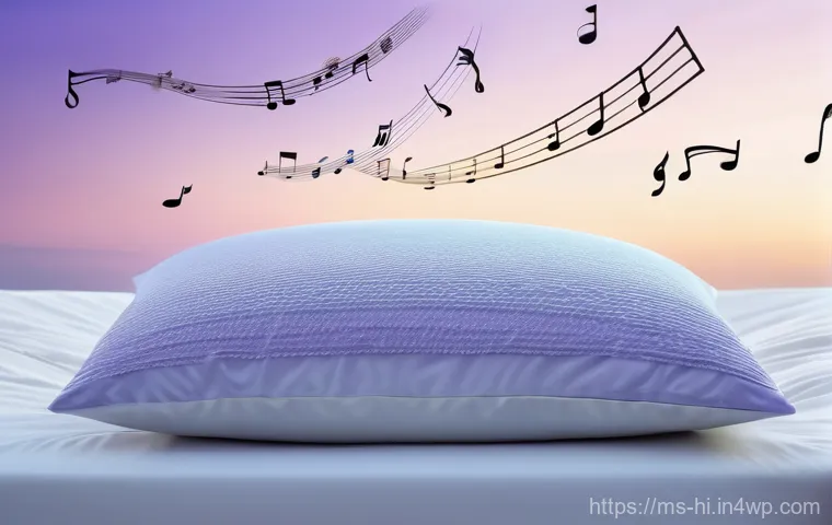 음악과 수면의 관계 - **Prompt:** A serene and cozy bedroom at dusk. A person, appearing to be in their late 20s to early ...