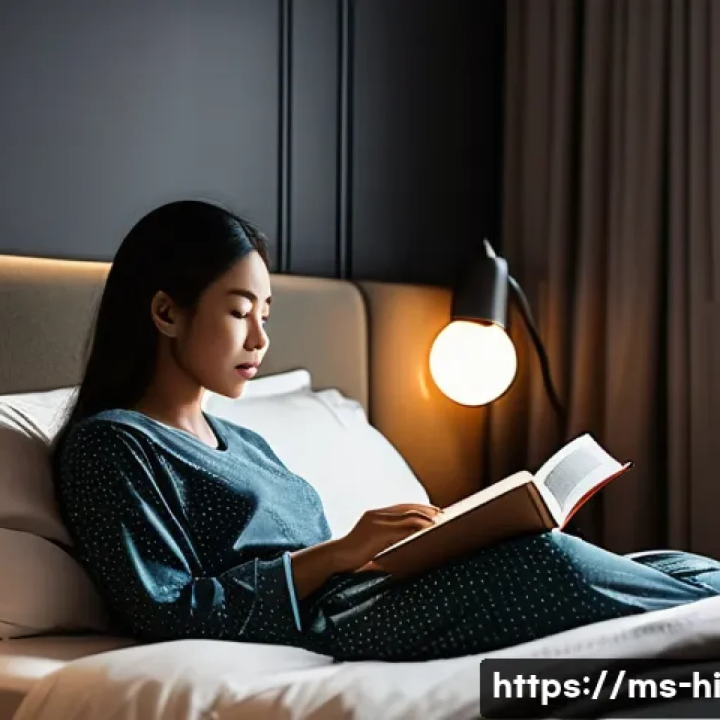 수면의 질을 높이는 시간 관리 팁 - A serene bedroom scene set in a modern Malaysian home, featuring a neatly made bed with a medium-fir...